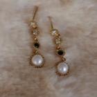925 Sterling Silver Faux Pearl Drop Earring White Gold - One Size