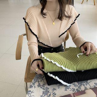 Layered Contrast Trim Knit Top