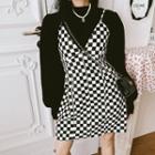 Checkered Mini Overall Dress