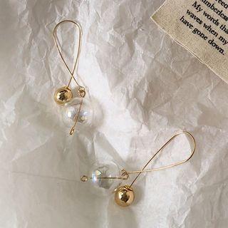 Glass Ball & Metal Ball Hoop Earring