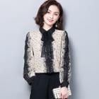 Lace Bow Floral Print Chiffon Shirt