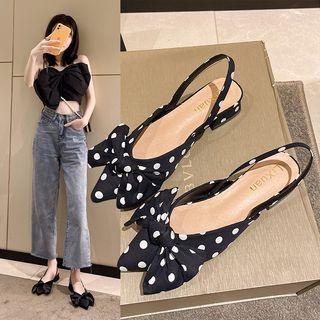 Dotted Bow Slingback Sandals