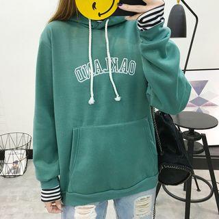 Mock Two-piece Turtleneck Striped Panel Hoodie
