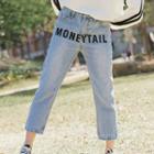 Cropped Lettering Straight-fit Jeans