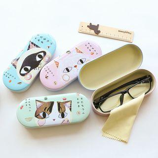 Cat Print Metal Eyeglasses Case