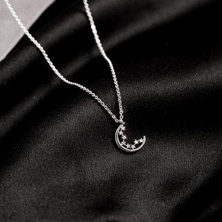 Rhinestone Moon Necklace 1 Pc - As Shown In Figure - One Size