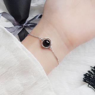 925 Sterling Silver Agate Bead Bracelet 925 Silver - As Shown In Figure - One Size
