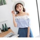 Checkered Strappy Off Shoulder Top