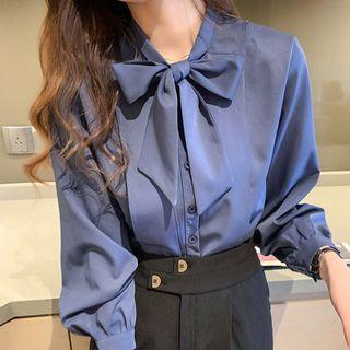 Bow Lace-up Chiffon Shirt