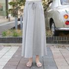 Drawstring-waist Silky Maxi Flare Skirt