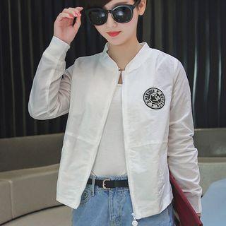 Patched Zip-up Bomber Jacket