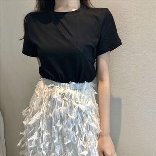 Open Back Short-sleeve T-shirt Black - One Size