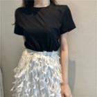 Open Back Short-sleeve T-shirt Black - One Size