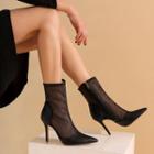 Pointed High Heel Mesh Short Boots