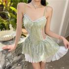 Sleeveless Spaghetti Strap Lace Slim-fit Mini Dress