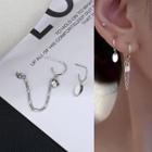 Lock & Disc Asymmetrical Alloy Earring 1 Pair - Silver - One Size