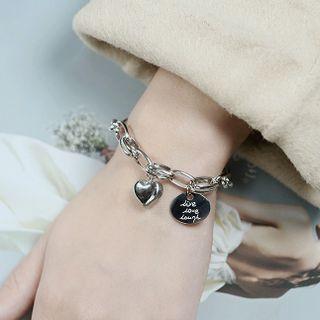 Heart Chain Bracelet 1213 - Silver - One Size