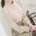 High-neck Bishop-sleeve Blouse