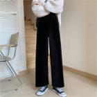 Fleece-lined Velvet Straight-leg Pants
