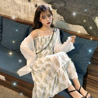 Floral Pleated Ruffle A-line Dress