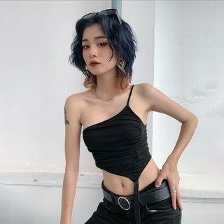 Asymmetric Shirred Camisole Top
