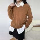 V-neck Plain Oversize Sweater
