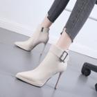 Buckled Stiletto-heel Short Boots