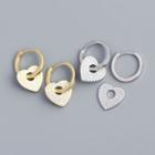 Sterling Silver Rhinestone Heart Drop Mini Hoop Earring
