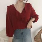 3/4-sleeve Chiffon Top As Shown In Figure - One Size