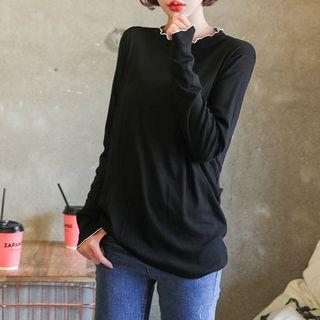 Contrast Fray-edge T-shirt