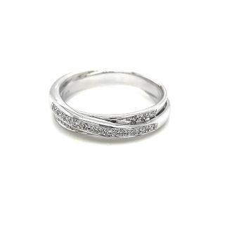 18k White Gold Twisted Design Ring Set With Diamond 5.5