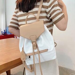 Buckled Faux Leather Panel Backpack