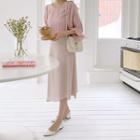 Deep-slit Diagonal-hem Long Chiffon Skirt