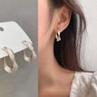 Sterling Silver Twisted Hoop Earring Ndyz263 - 1 Pair - Gold & White - One Size