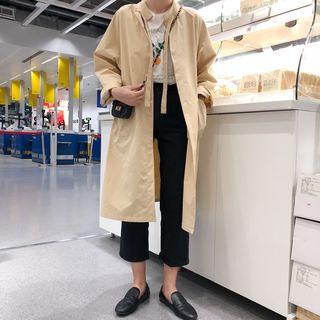 Open-front Tie-neck Trench Coat