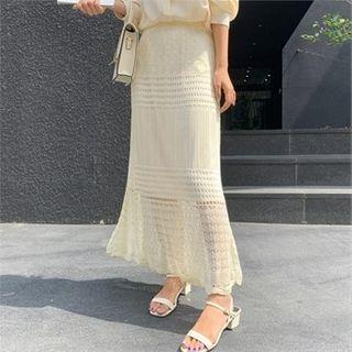Band-waist Maxi Lace Skirt