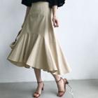 Linen Blend Ruffled A-line Long Skirt