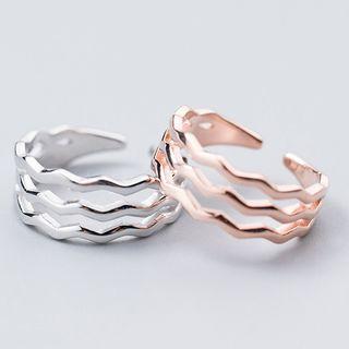 925 Sterling Silver Wavy Layered Open Ring