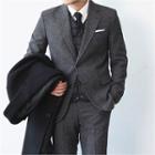 Notched-lapel Herringbone Wool Blend Blazer