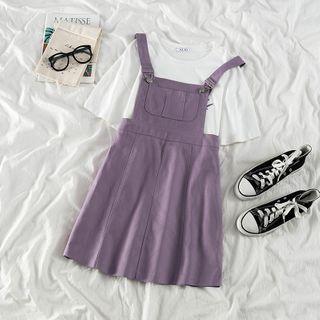 Print Short-sleeve T-shirt / Plain Jumper Dress