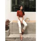 Short-sleeve Open-knit Cardigan