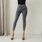 High-waist Button-fly Skinny Jeans