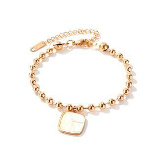 Fashion Simple Plated Rose Gold Geometric Square Mother-of-pearl 316l Stainless Steel Bracelet Rose Gold - One Size