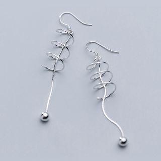925 Sterling Silver Spiral Dangle Earring 1 Pair - Silver - One Size