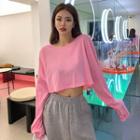 Extra Long-sleeve Cropped Oversized T-shirt