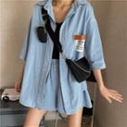 Set: Loose-fit Denim Shirt + Shorts