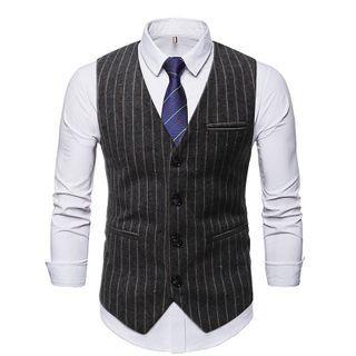Stripe Single Breasted Slim Fit Vest