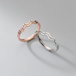 Zigzag Layered Sterling Silver Open Ring