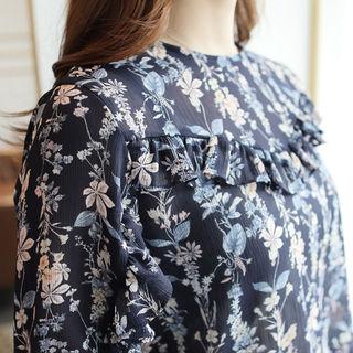 Frill-trim Floral Top