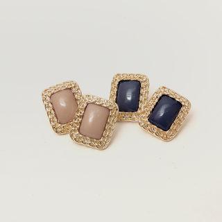 Square Frame Faux-gem Earrings